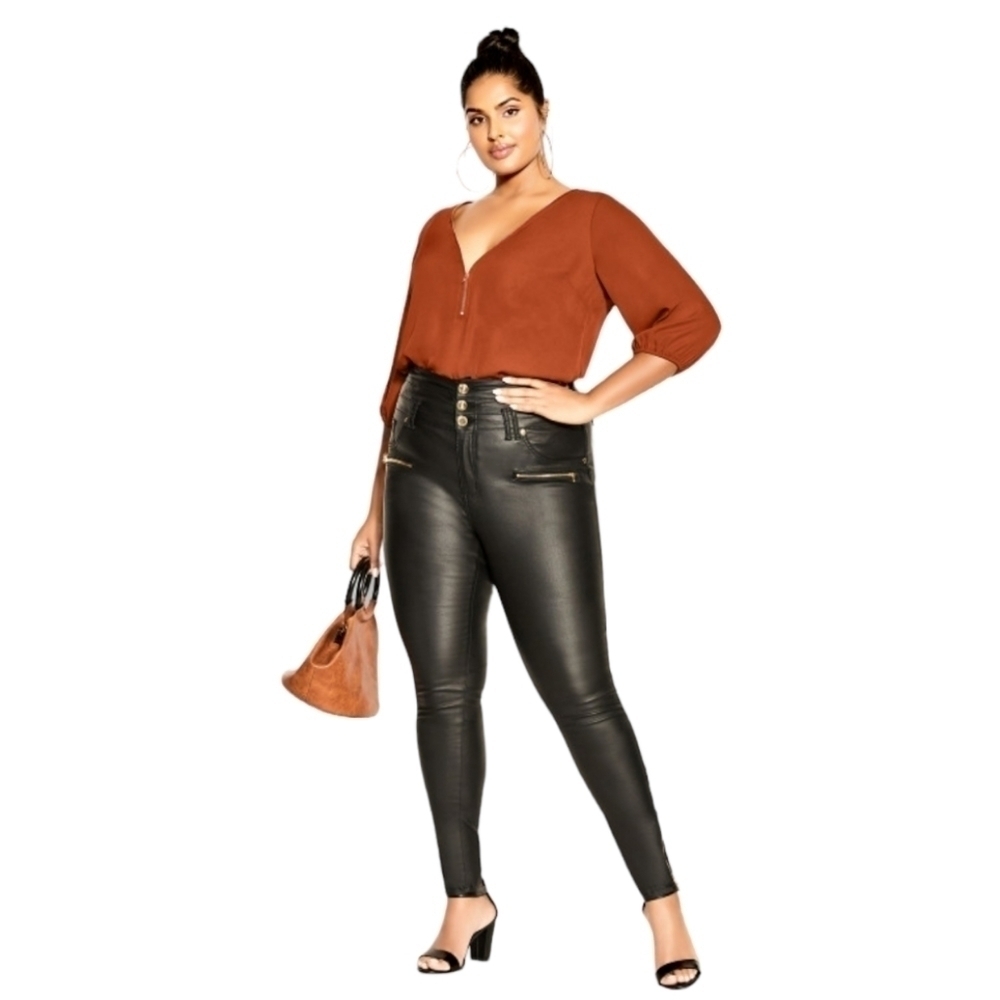 NWT City Chic Sexy Fling Elbow Sleeve Top In Sunkist Size XL / 22